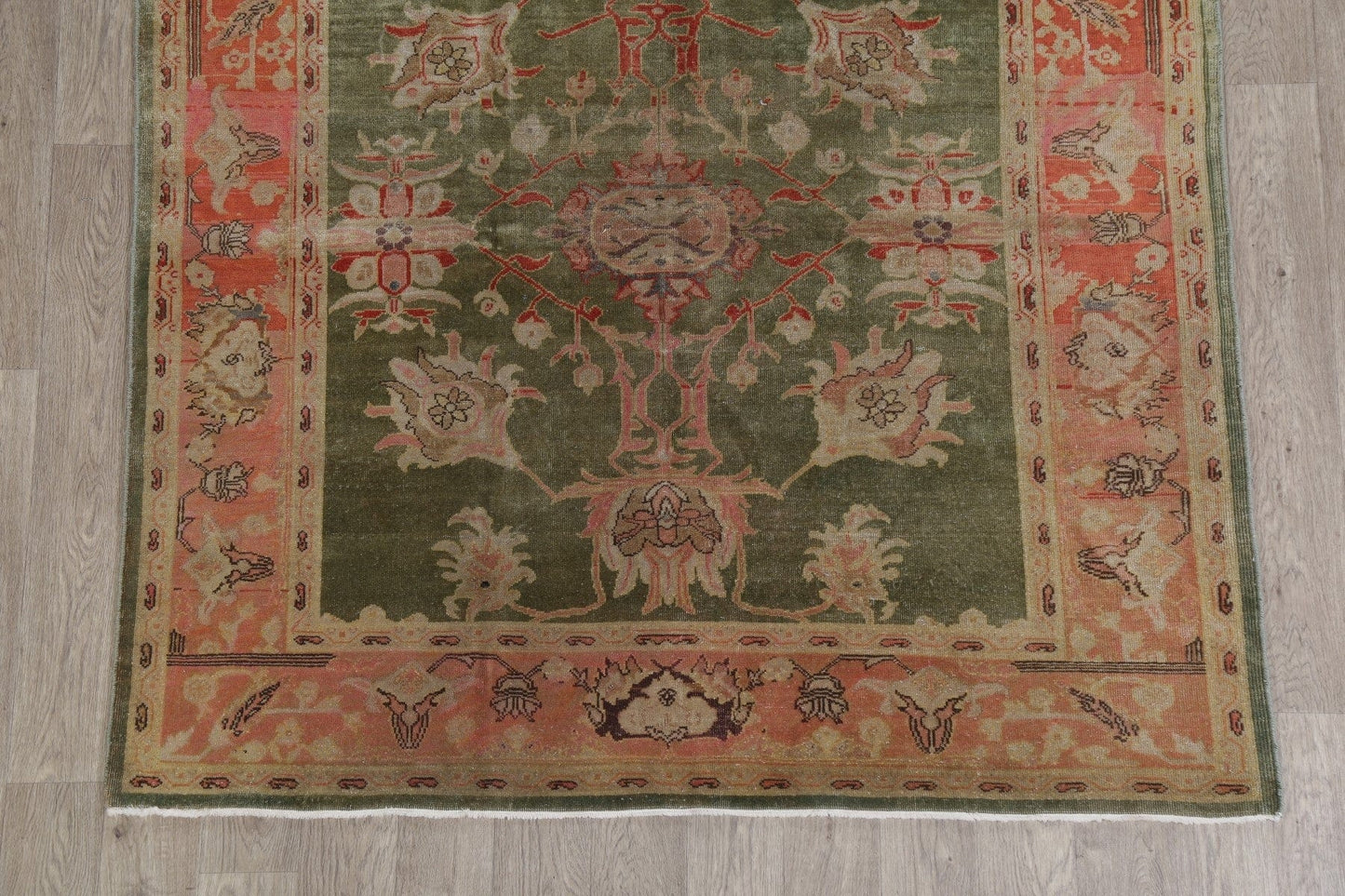 Green Vegetable Dye Oushak Egypt Area Rug 6x9