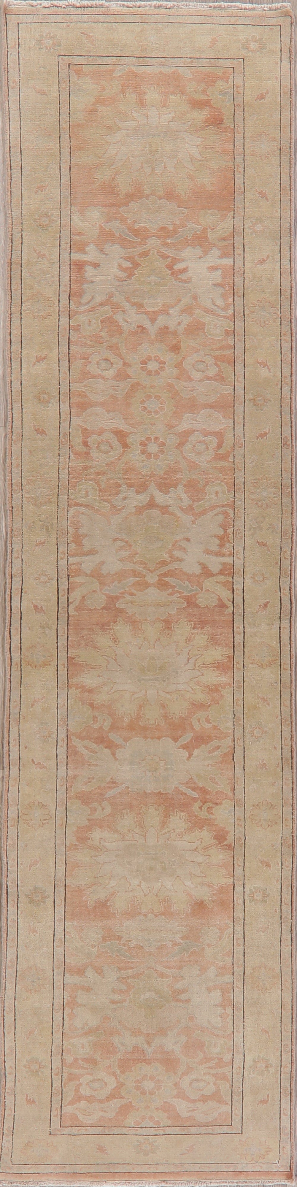 Vegetable Dye Oushak Egyptian Runner Rug 3x11