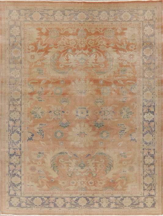 Antique Vegetable Dye Oushak Turkish Area Rug 8x11