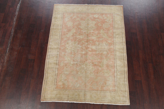 Vegetable Dye Antique Coral Peach Egyptian Area Rug 5x7