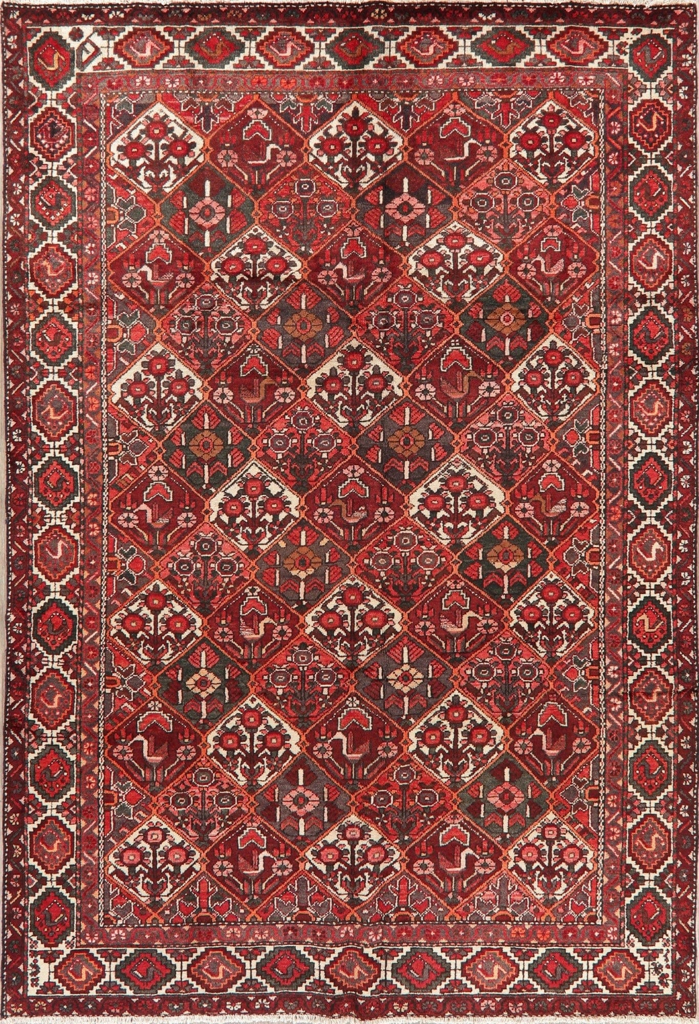 Vintage Garden Design Bakhtiari Persian Area Rug 7x10