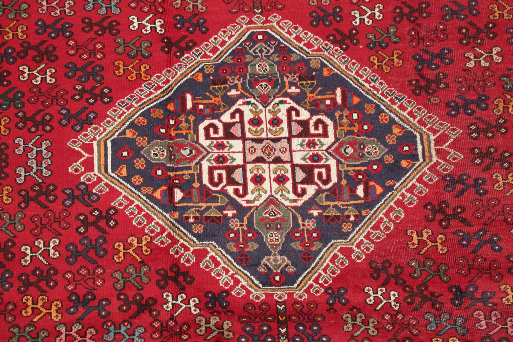 Vintage Red Geometric Shiraz Persian Area Rug 6x9