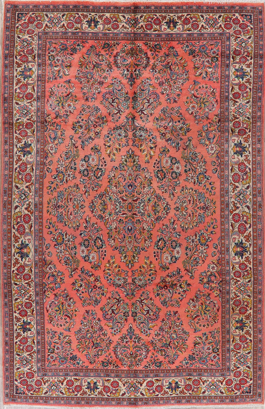 Vintage Floral Sarouk Persian Area Rug 7x10