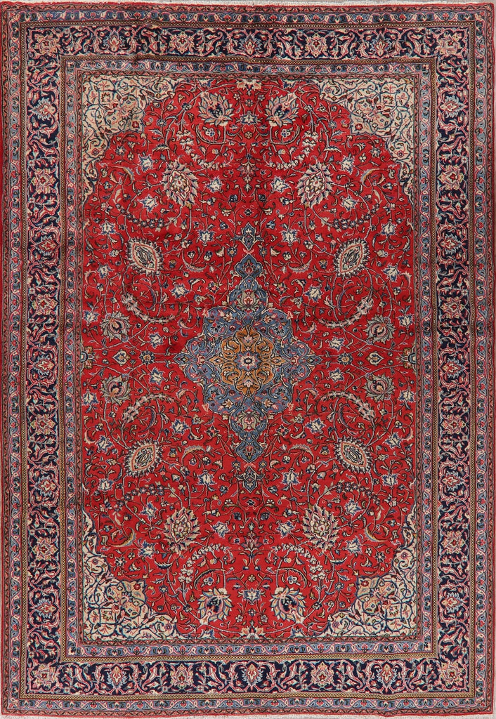 Floral Red Sarouk Persian Area Rug 7x11