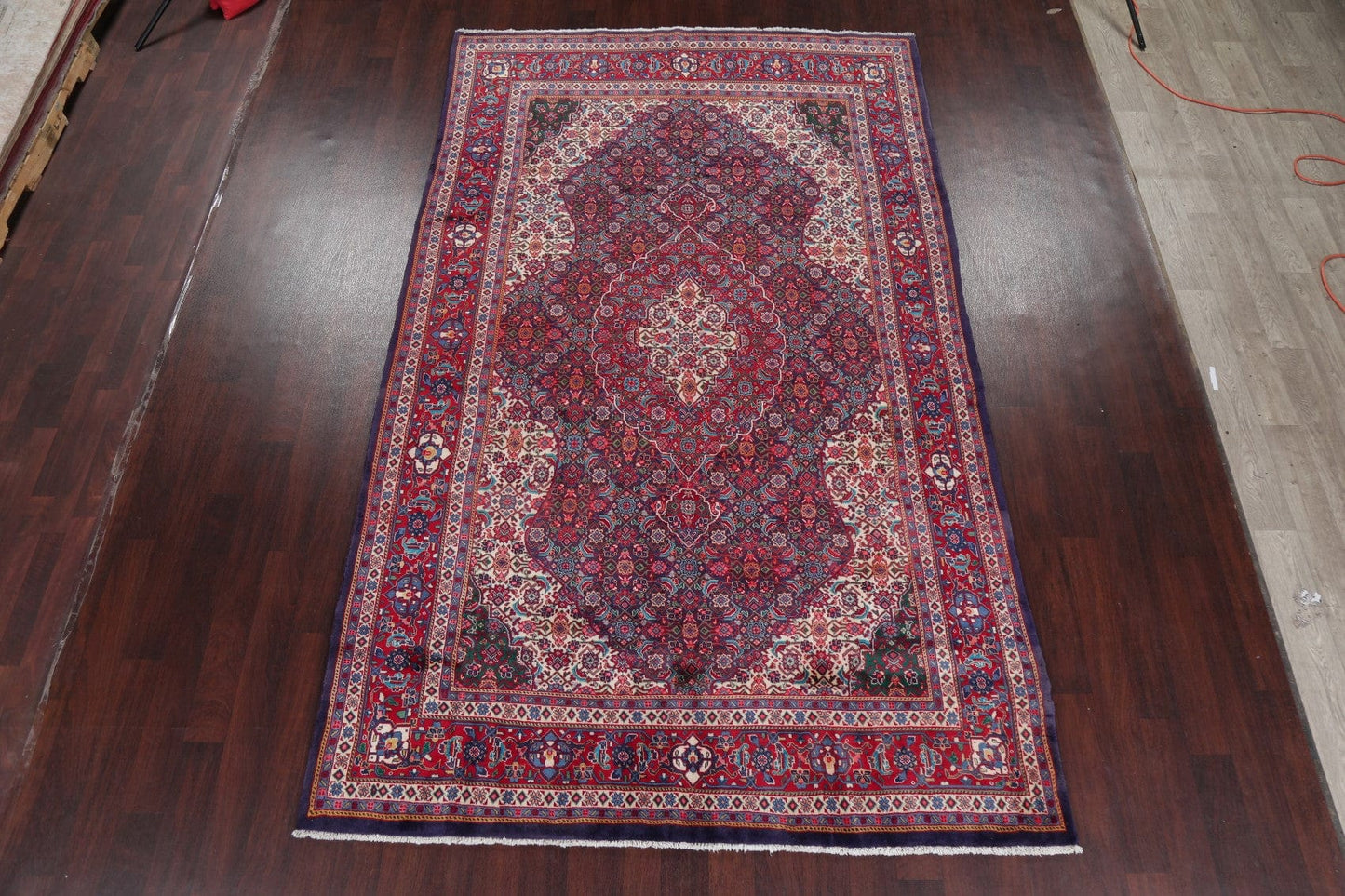 Vintage Geometric Sarouk Persian Area Rug 7x11