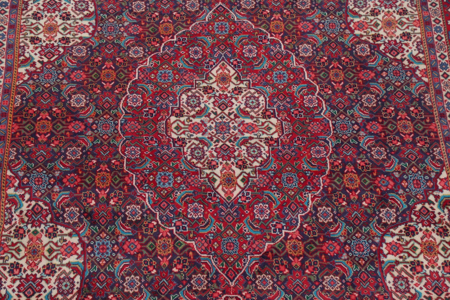 Vintage Geometric Sarouk Persian Area Rug 7x11