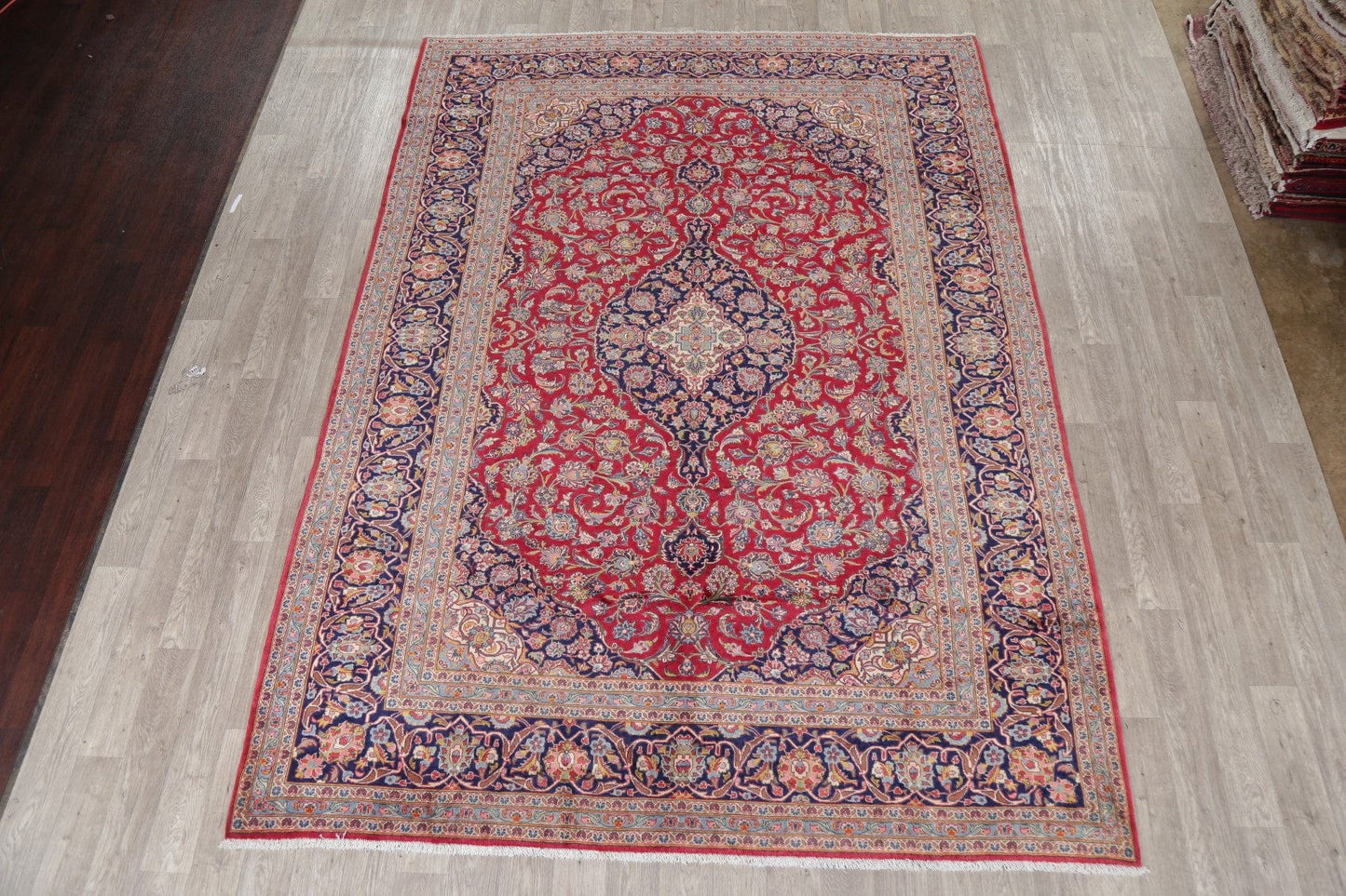 Traditional Floral Red Kashan Persian Area Rug 8x11