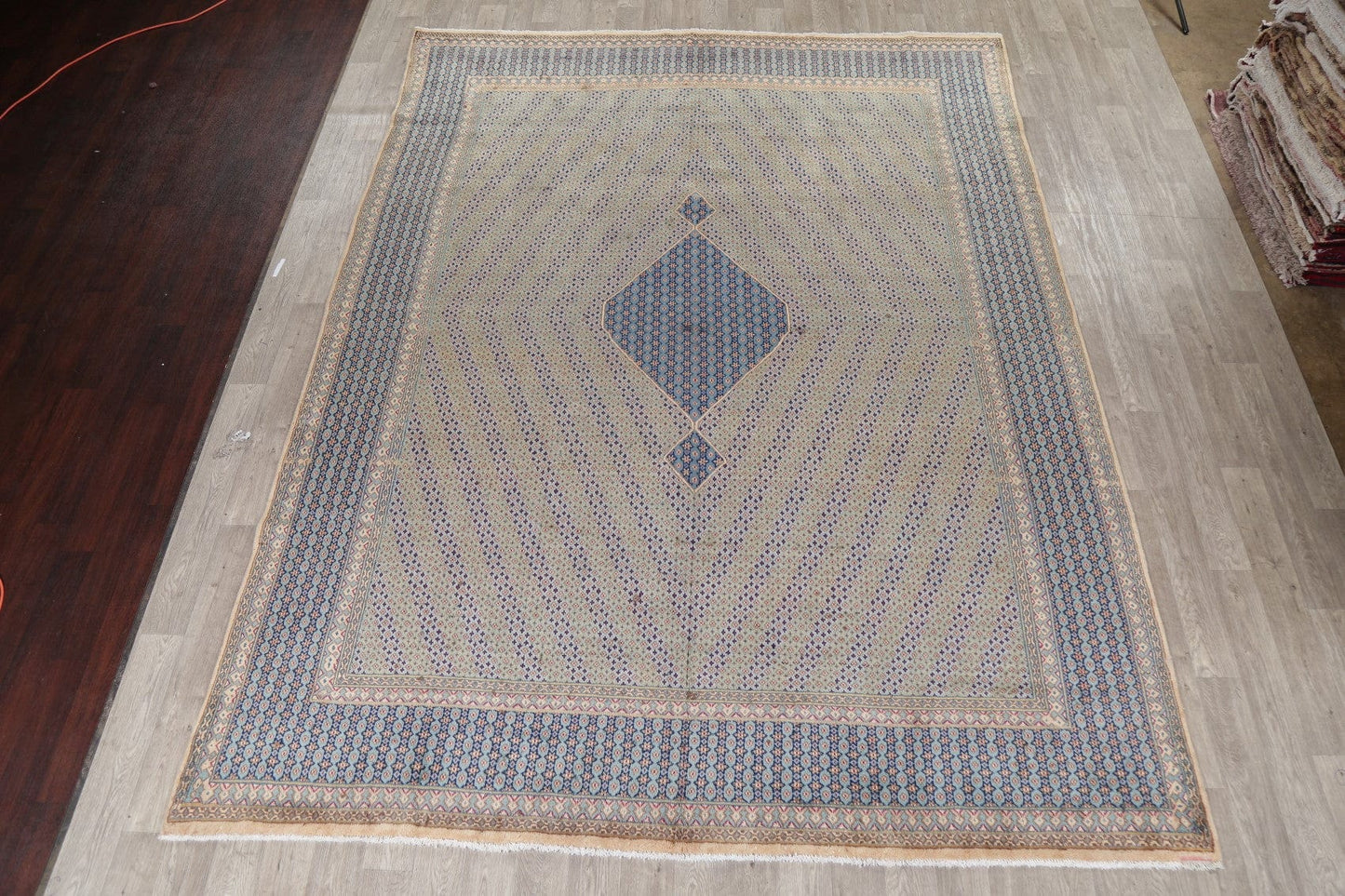 Vintage Geometric Kerman Persian Area Rug 10x13