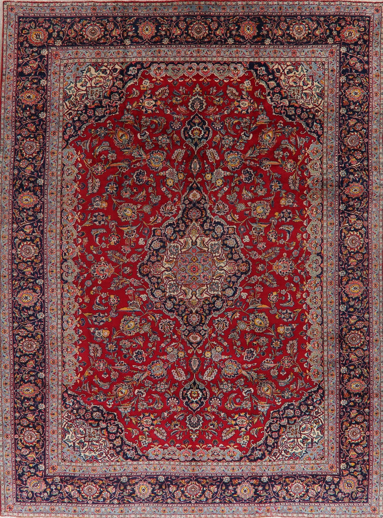 Traditional Floral Red Kashan Persian Area Rug 10x13