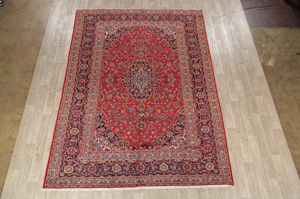 Traditional Floral Red Kashan Persian Area Rug 8x11