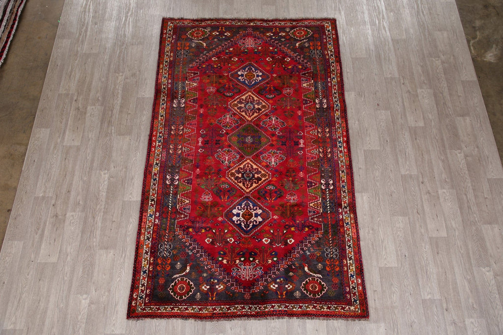 Geometric Animal Design Abadeh Red Persian Area Rug 6x9