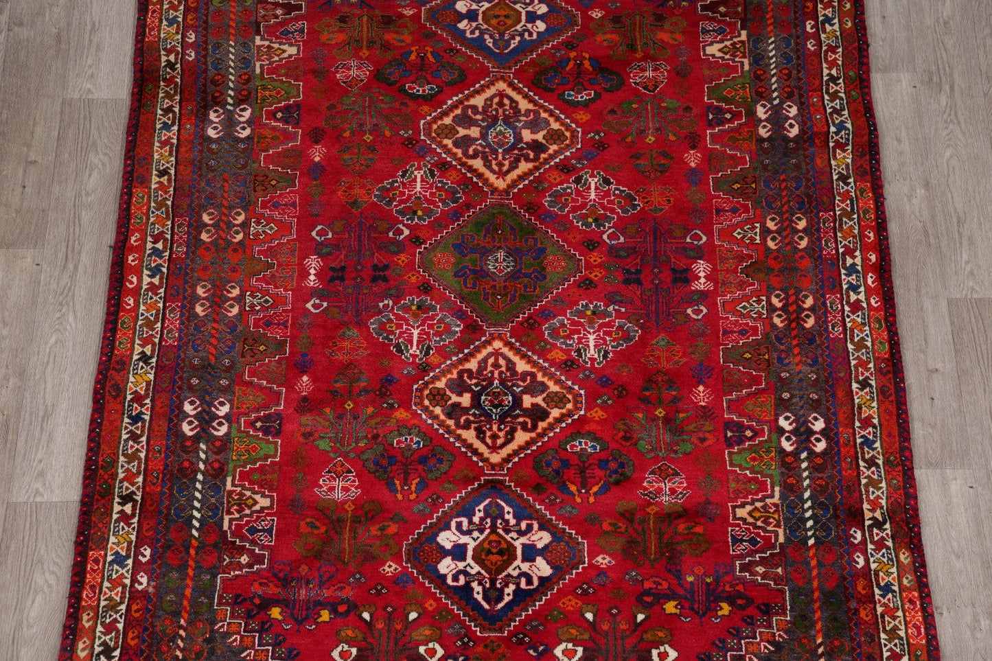 Geometric Animal Design Abadeh Red Persian Area Rug 6x9