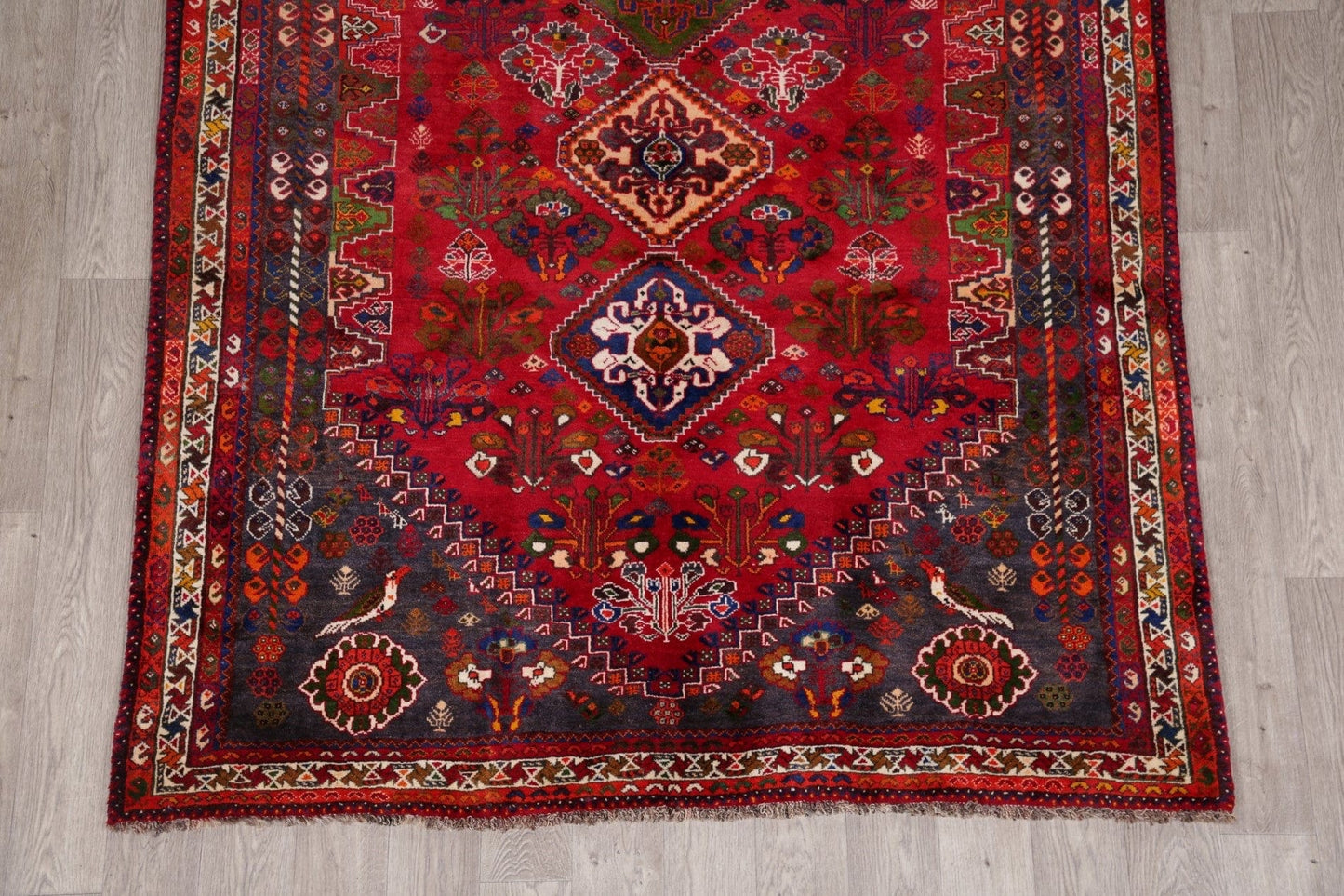 Geometric Animal Design Abadeh Red Persian Area Rug 6x9