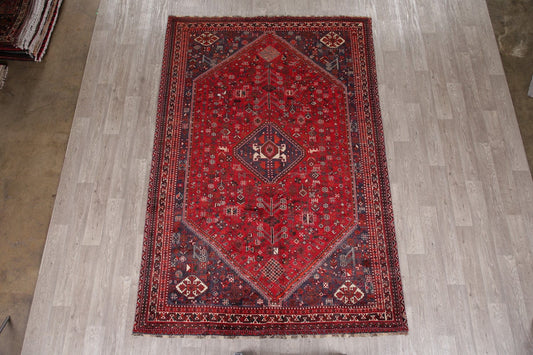 Antique Geometric Shiraz Red Persian Area Rug 7x10