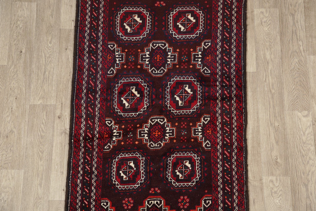 Dark Burgundy Geometric Balouch Oriental Area Rug 3x6