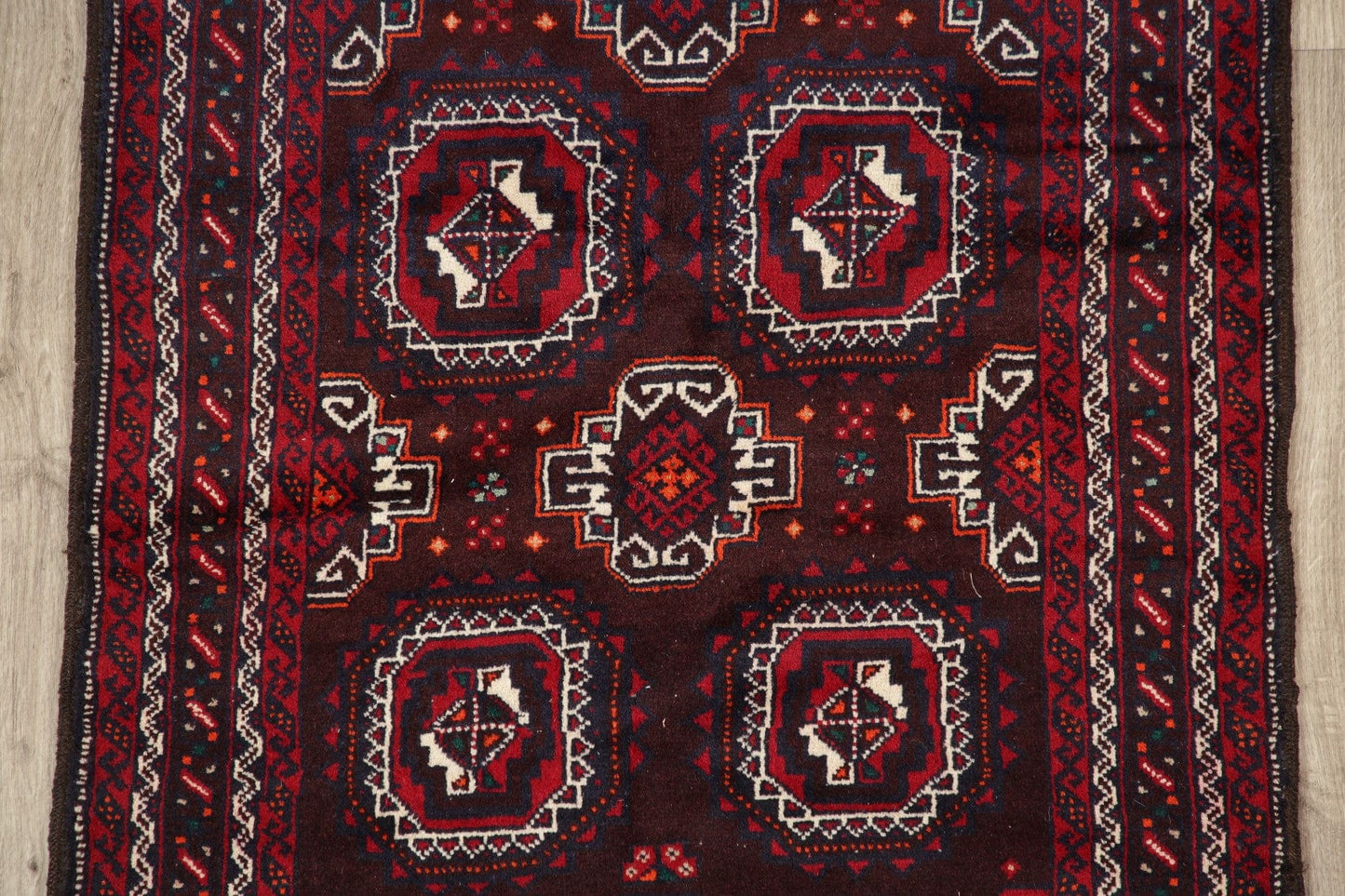 Dark Burgundy Geometric Balouch Oriental Area Rug 3x6