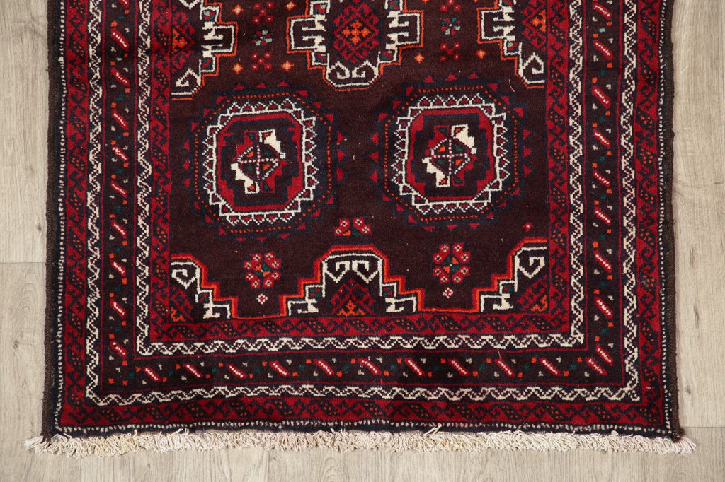 Dark Burgundy Geometric Balouch Oriental Area Rug 3x6