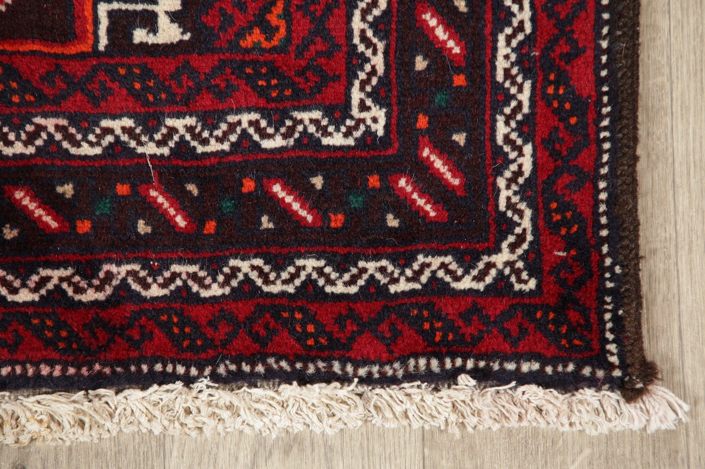 Dark Burgundy Geometric Balouch Oriental Area Rug 3x6