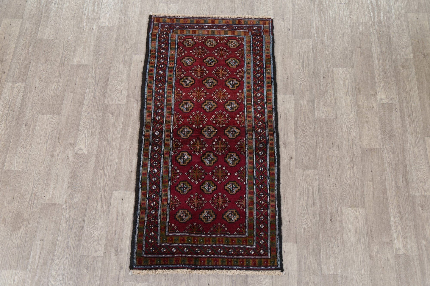 Geometric Red Balouch Oriental Area Rug 3x6