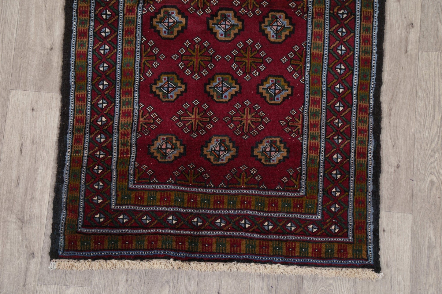 Geometric Red Balouch Oriental Area Rug 3x6