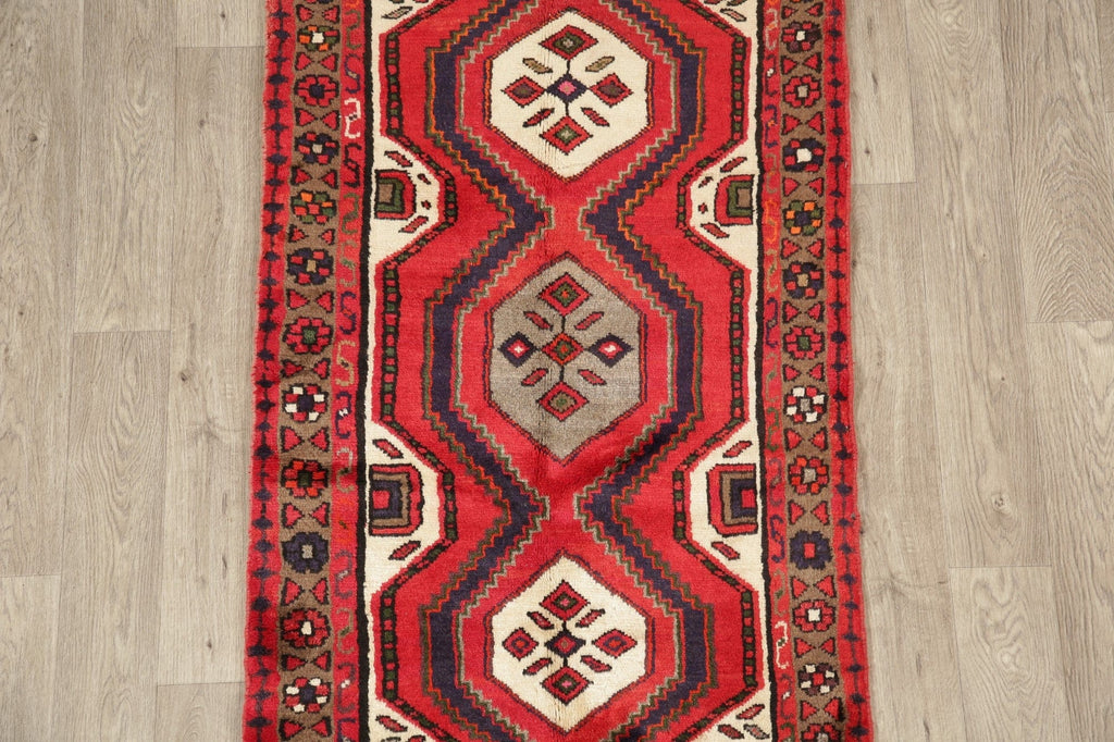 Geometric Red Hamedan Persian Area Rug 3x5