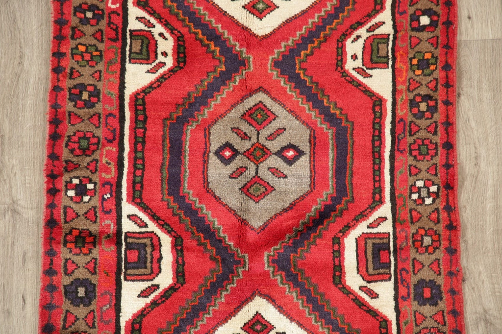 Geometric Red Hamedan Persian Area Rug 3x5