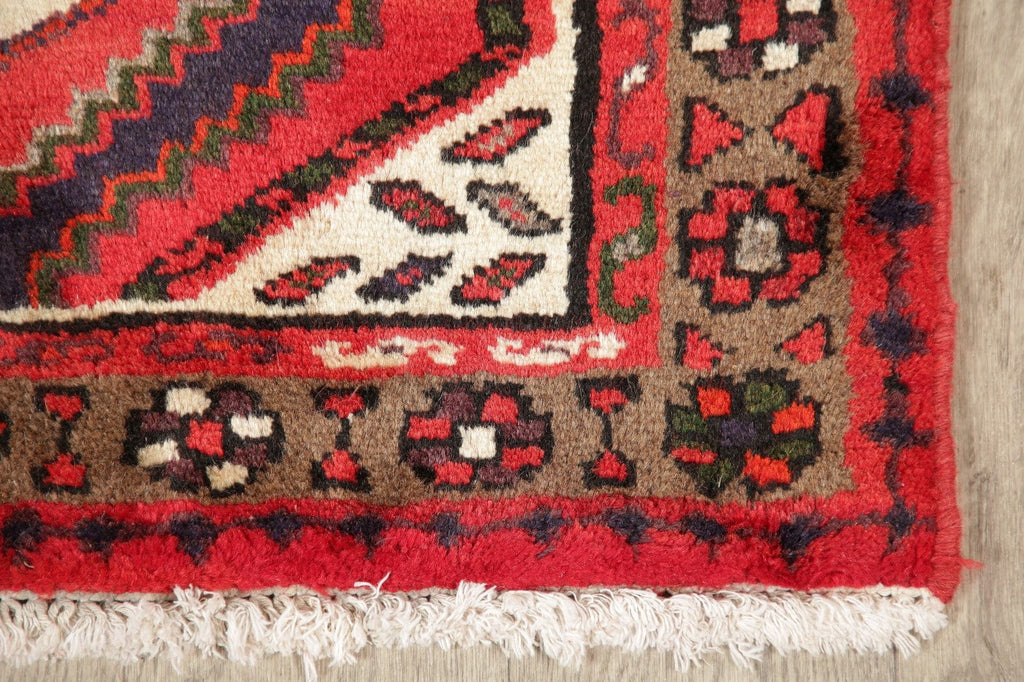 Geometric Red Hamedan Persian Area Rug 3x5