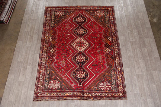 Vintage Tribal Shiraz Red Persian Area Rug 7x10