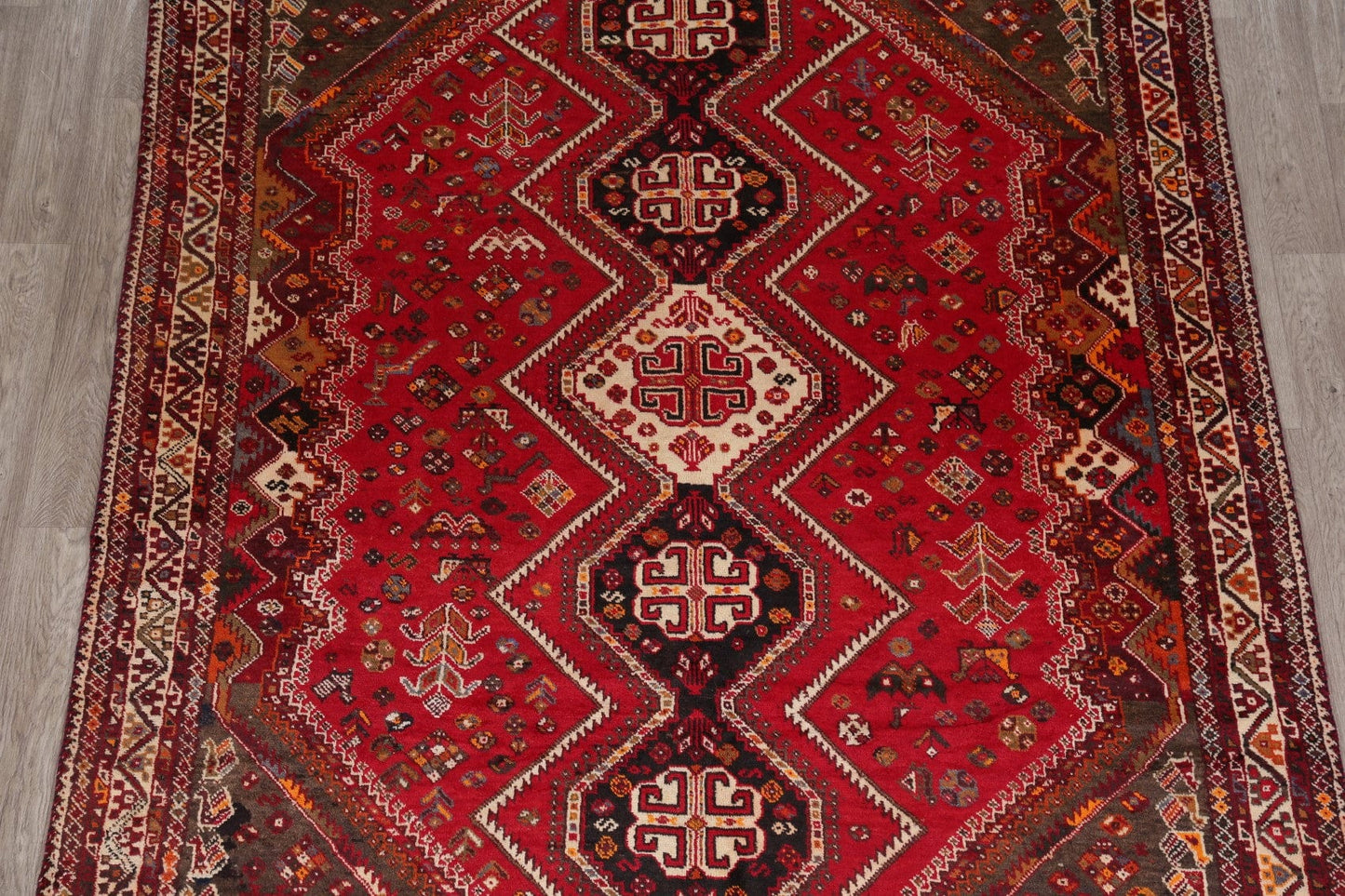 Vintage Tribal Shiraz Red Persian Area Rug 7x10