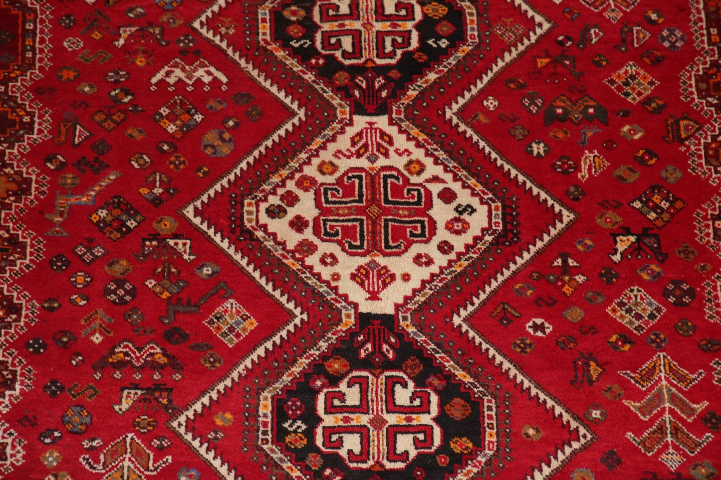 Vintage Tribal Shiraz Red Persian Area Rug 7x10