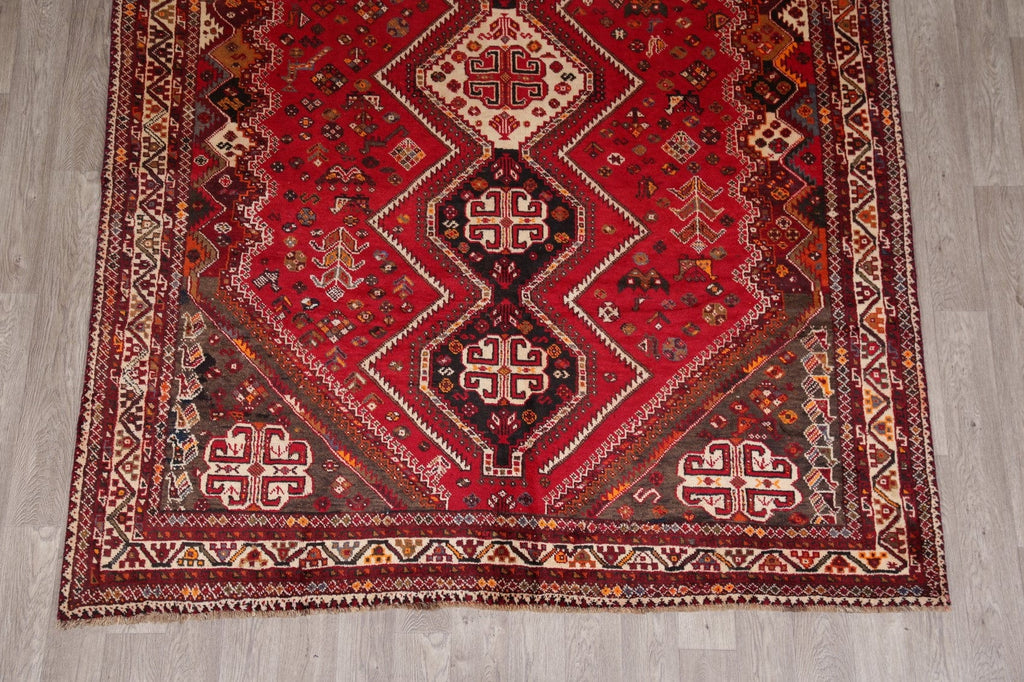 Vintage Tribal Shiraz Red Persian Area Rug 7x10