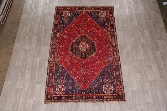 Vintage Geometric Shiraz Red Persian Area Rug 6x9