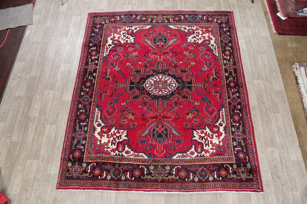 Geometric Red Heriz Serapi Persian Area Rug 8x10