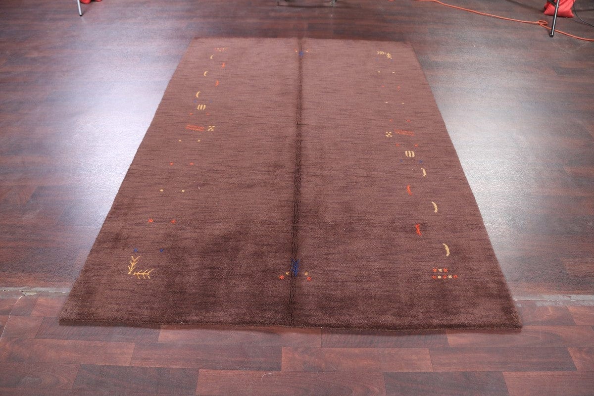 Dark Brown Modern Gabbeh Oriental Area Rug 6x8