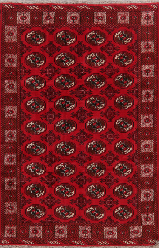 All-Over Geometric Red Balouch Persian Area Rug 6x10