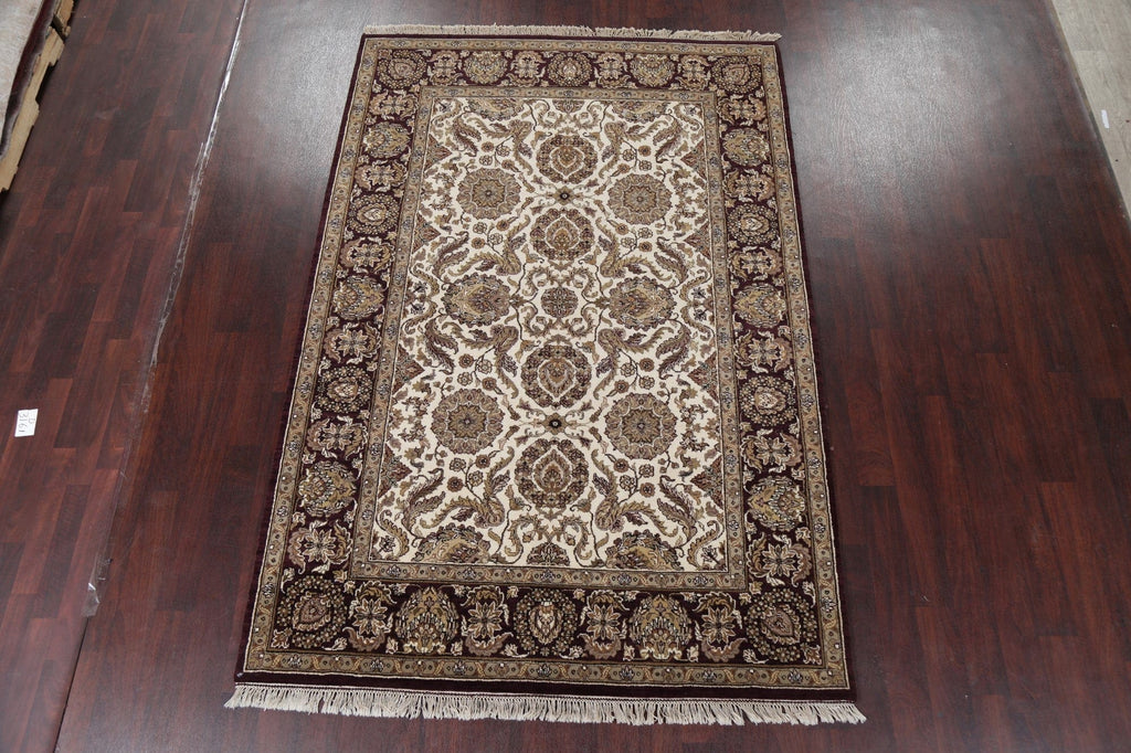 Floral Ivory Agra Oriental Area Rug 6x9