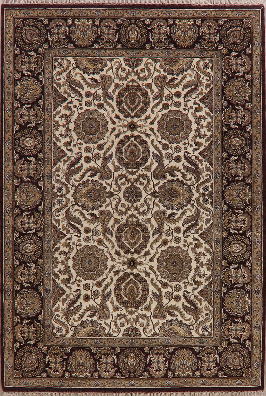 Floral Ivory Agra Oriental Area Rug 6x9