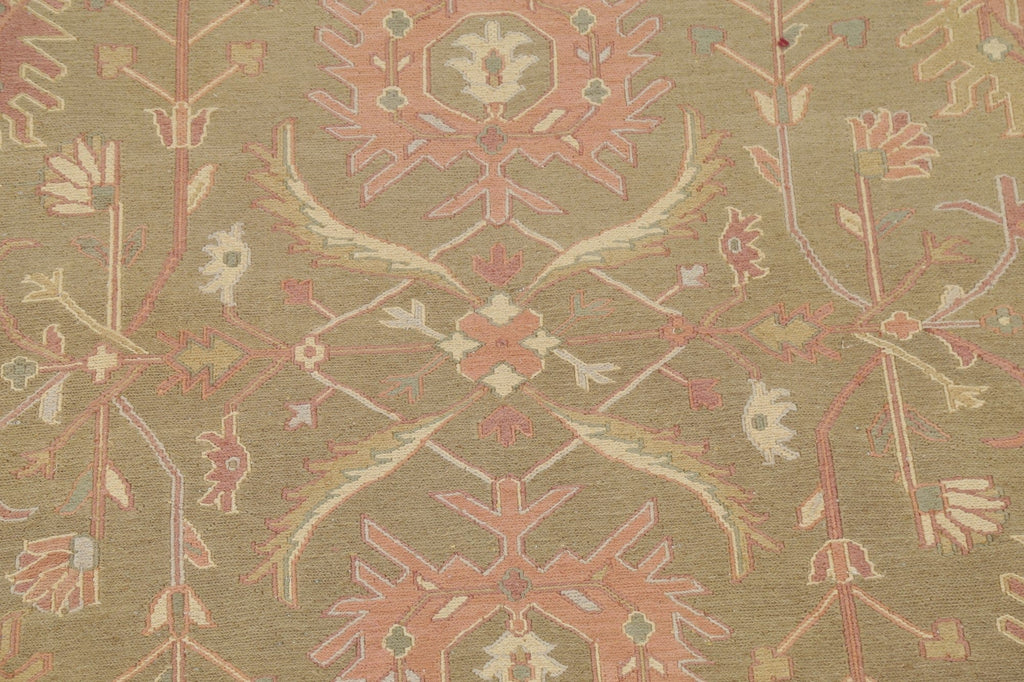 All-Over Green Floral Sumak Oriental Area Rug 8x8 Roud