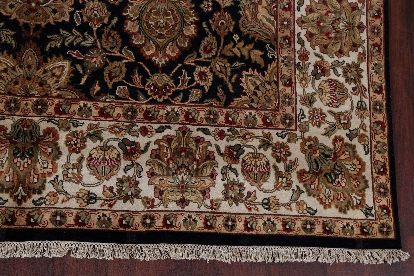 All-Over Floral Black Agra Oriental Area Rug 8x10