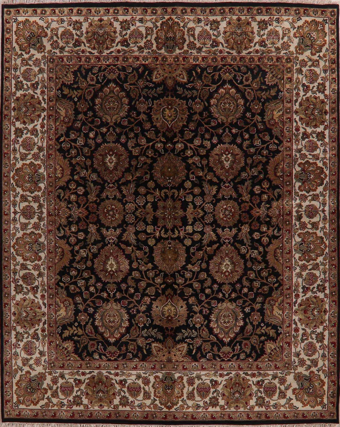 All-Over Floral Black Agra Oriental Area Rug 8x10