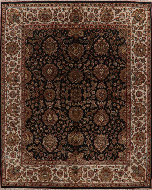 All-Over Floral Black Agra Oriental Area Rug 8x10