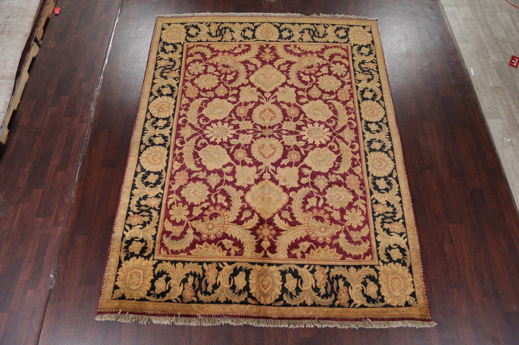 Burgundy/Black All-Over Floral Agra Area Rug 8x10