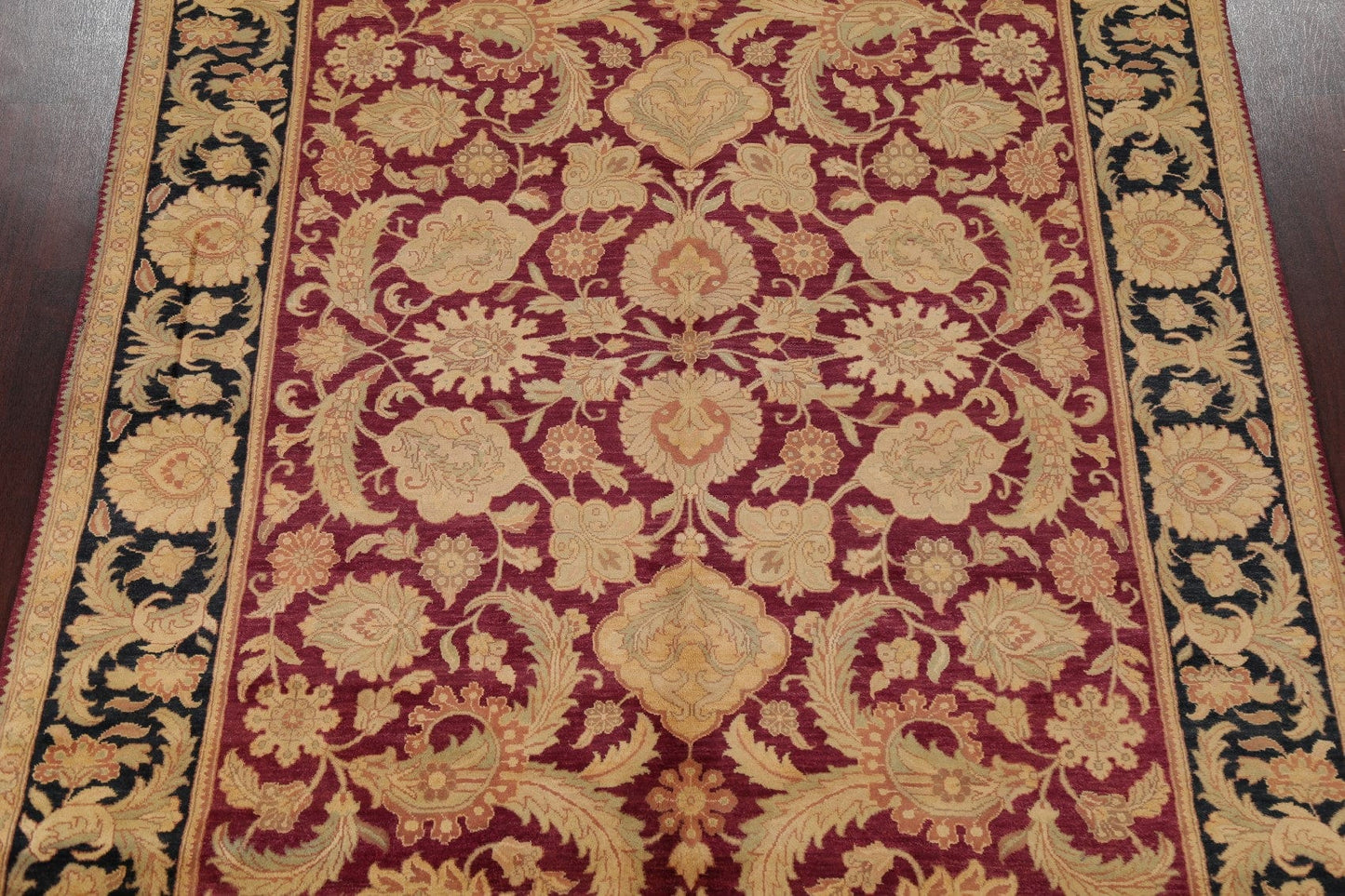 Burgundy/Black All-Over Floral Agra Area Rug 8x10