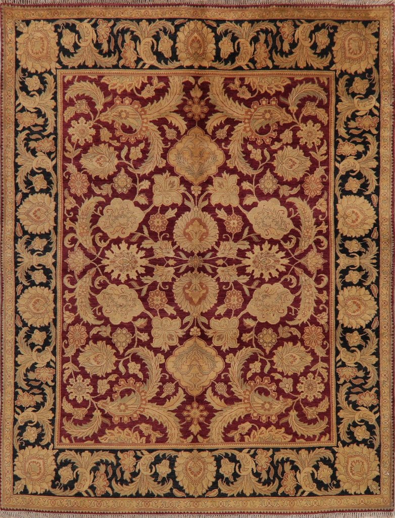 Burgundy/Black All-Over Floral Agra Area Rug 8x10