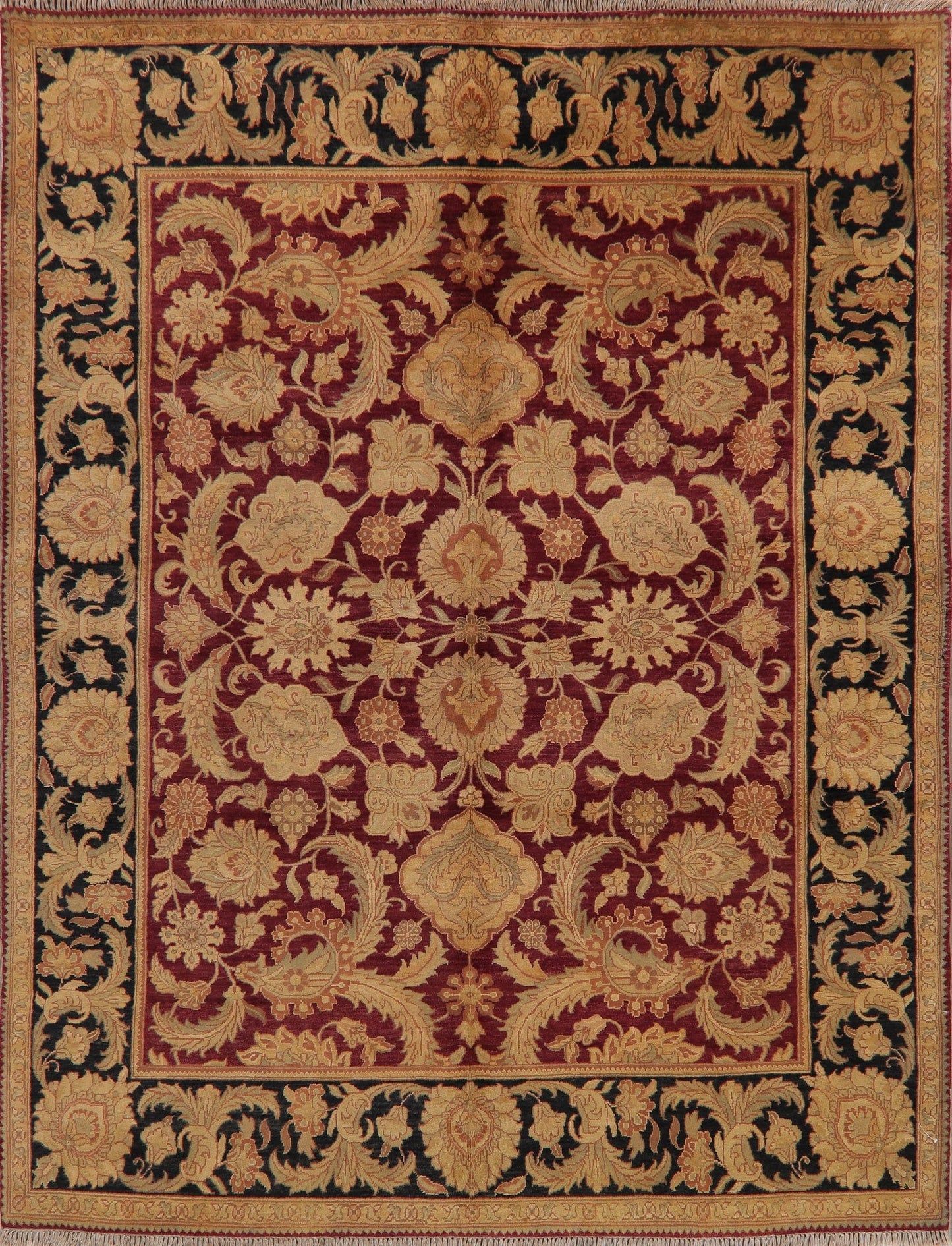 Burgundy/Black All-Over Floral Agra Area Rug 8x10