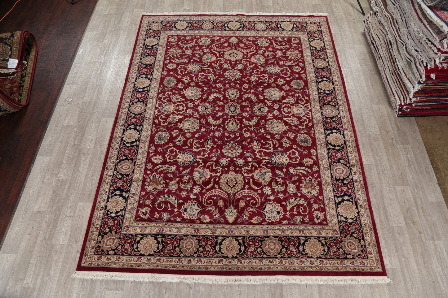 All-Over Floral Red Aubusson Oriental Area Rug 9x11