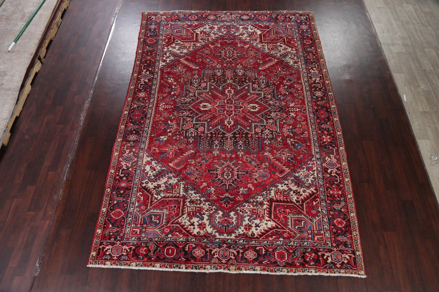 Vintage Geometric Red Heriz Persian Area Rug 8x12