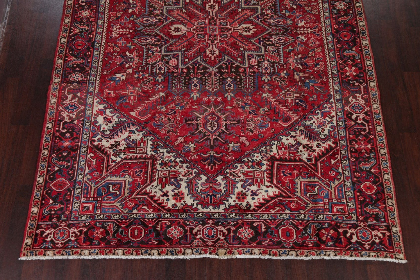 Vintage Geometric Red Heriz Persian Area Rug 8x12