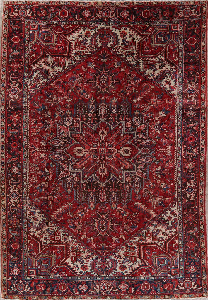 Vintage Geometric Red Heriz Persian Area Rug 8x12