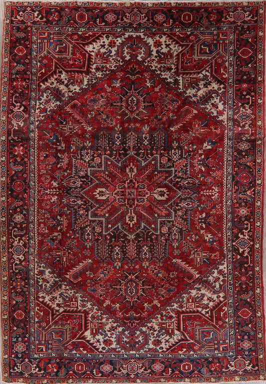 Vintage Geometric Red Heriz Persian Area Rug 8x12